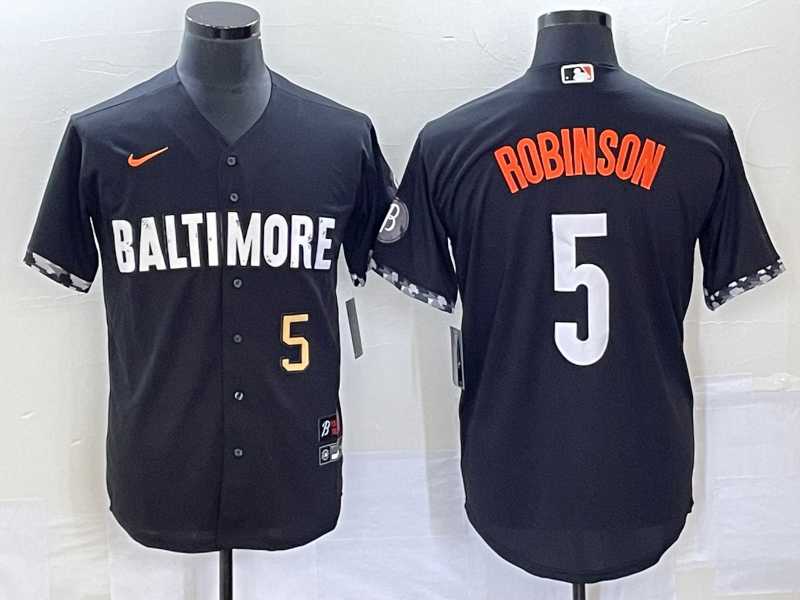 Men%27s Baltimore Orioles #5 Brooks Robinson Number Black 2023 City Connect Cool Base Stitched MLB Jerseys